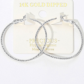 14K Gold Dipped Hypoallergenic Textured Hoop Earrings