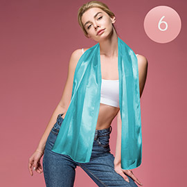 6PCS - Sheer Satin Striped Lightweight Scarf