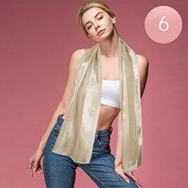 6PCS - Sheer Satin Striped Lightweight Scarf