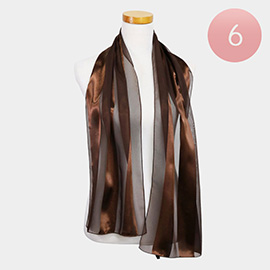 6PCS - Sheer Satin Striped Lightweight Scarf
