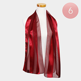 6PCS - Sheer Satin Striped Lightweight Scarf