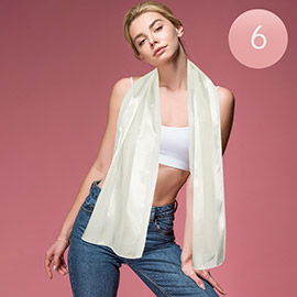 6PCS - Sheer Satin Striped Lightweight Scarf