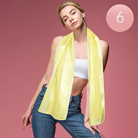 6PCS - Sheer Satin Striped Lightweight Scarf