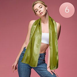 6PCS - Sheer Satin Striped Lightweight Scarf