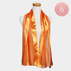 6PCS - Sheer Satin Striped Lightweight Scarf