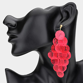 Oversized Transparent Colored Resin Disc Layered Chandelier Earrings