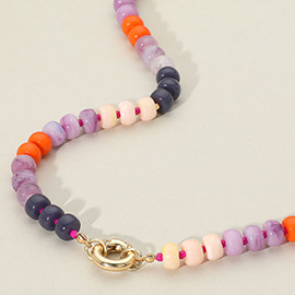 Clasp Accent Disc Beaded Necklace