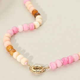 Clasp Accent Disc Beaded Necklace