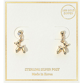 18K Gold Dipped Balloon Dog Dangle Earrings