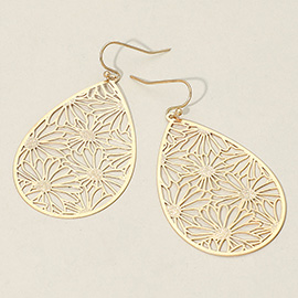Metal Floral Cutout Teardrop Dangle Earrings