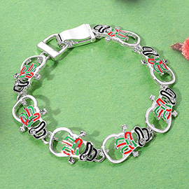 Enamel Christmas Snowman Link Magnetic Bracelet