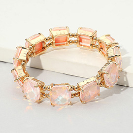 Cushion Square Stone Stretch Evening Bracelet