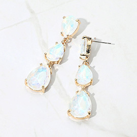 Teardrop Stone Link Dropdown Evening Earrings