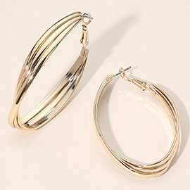 Layered Metal Twist Hoop Earrings
