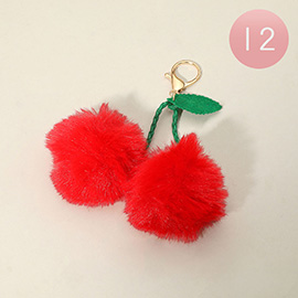 12PCS - Cherry Pom Pom Keychains / Bag Charms