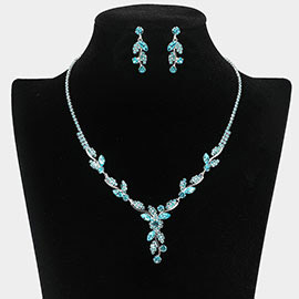 Rhinestone Paved Marquise Stone Stem Necklace