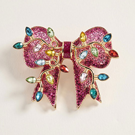 Light Accent Christmas Bow Pin Brooch