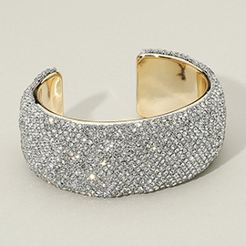 Wide Rhinestone Statement Evening Cuff Bracelet