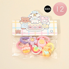 12 SET OF 6 - Kids Cute Charm Hair Tie Set