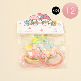 12 SET OF 5 - Kids Butterfly Charm Hair Tie Set
