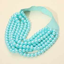 Multi Layered Pearl Beaded Collar Magnetic Necklace