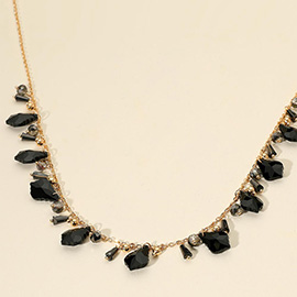 Faceted Bead Charm Station Necklace