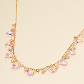 Faceted Bead Charm Station Necklace
