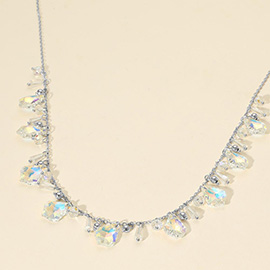 Faceted Bead Charm Station Necklace