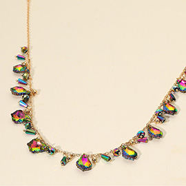 Faceted Bead Charm Station Necklace