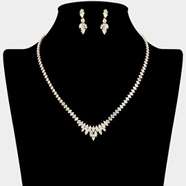 Marquise CZ Stone Cluster Necklace