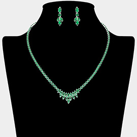 Marquise CZ Stone Cluster Necklace