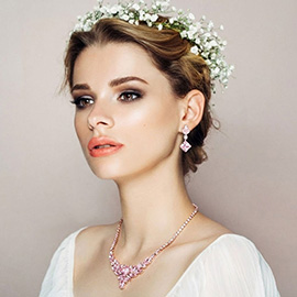 Teardrop Marquise Square CZ Stone Cluster Accent Necklace