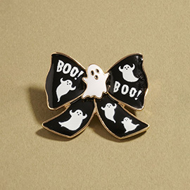 BOO Halloween Ghost Bow Pin Brooch