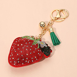 Bling Studded Strawberry Keychain / Bag Charm