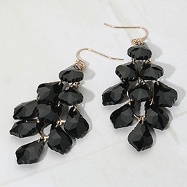 Faceted Teardrop Stone Chandelier Dangle Evening Earrings