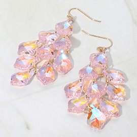 Faceted Teardrop Stone Chandelier Dangle Evening Earrings