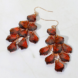 Faceted Teardrop Stone Chandelier Dangle Evening Earrings
