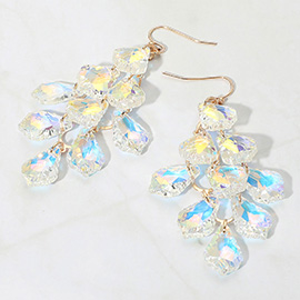 Faceted Teardrop Stone Chandelier Dangle Evening Earrings