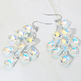 Faceted Teardrop Stone Chandelier Dangle Evening Earrings