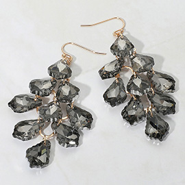 Faceted Teardrop Stone Chandelier Dangle Evening Earrings