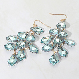 Faceted Teardrop Stone Chandelier Dangle Evening Earrings