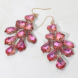 Faceted Teardrop Stone Chandelier Dangle Evening Earrings