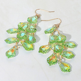 Faceted Teardrop Stone Chandelier Dangle Evening Earrings