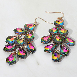 Faceted Teardrop Stone Chandelier Dangle Evening Earrings