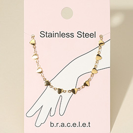 Stainless Steel Heart Link Chain Bracelet