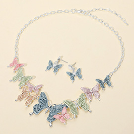 Colored Metal Butterfly Link Necklace