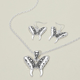Antique Metal Butterfly Pendant Necklace