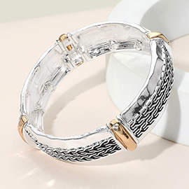 Braided Pattern Antique Metal Stretch Bracelet