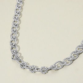 Bubble Floral Link Chain Necklace