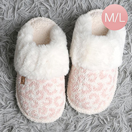 Leopard Faux Fur Cuff Soft Home Indoor Floor Mule Slippers